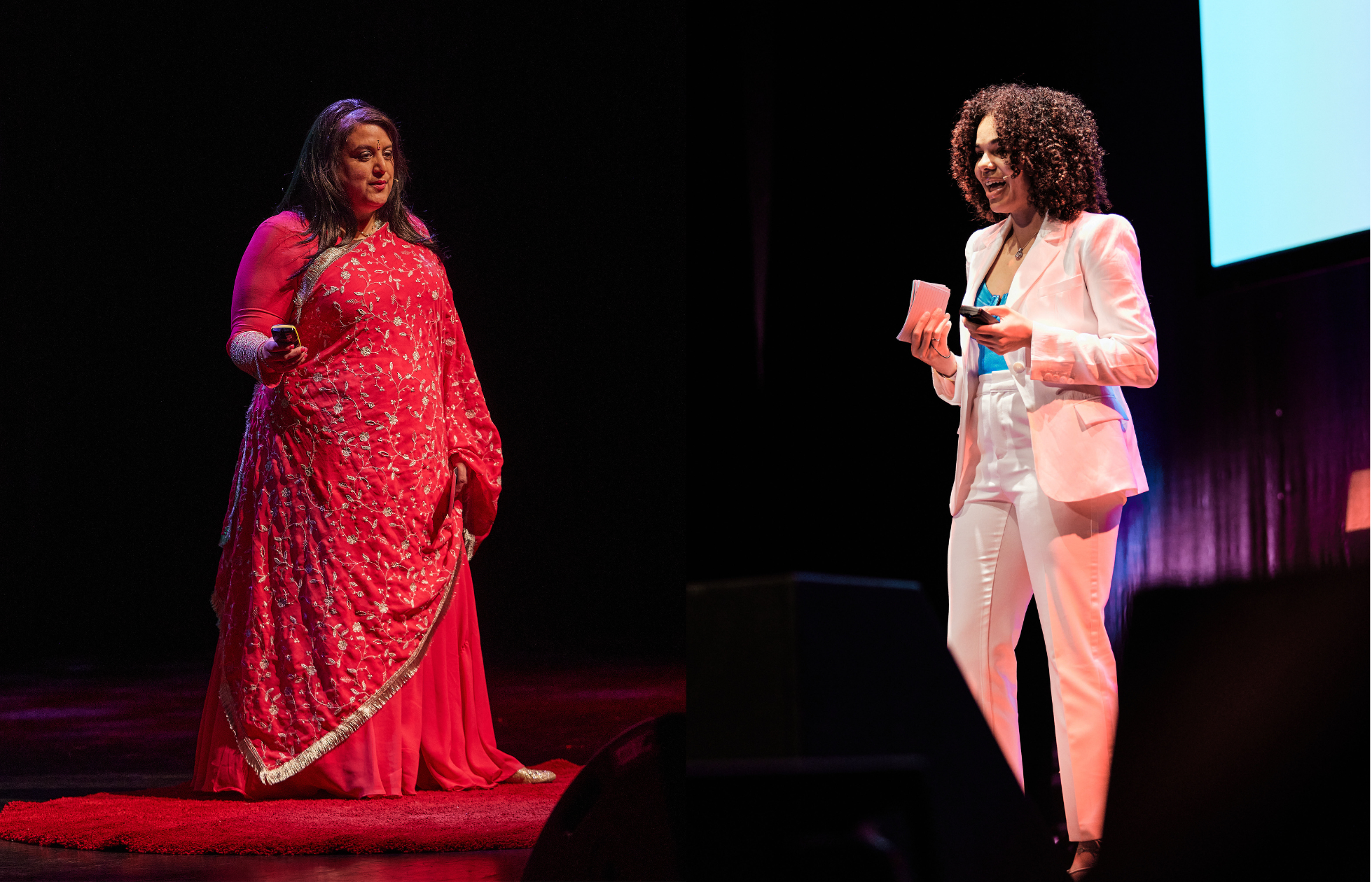 Bonamy standing and presenting to a group