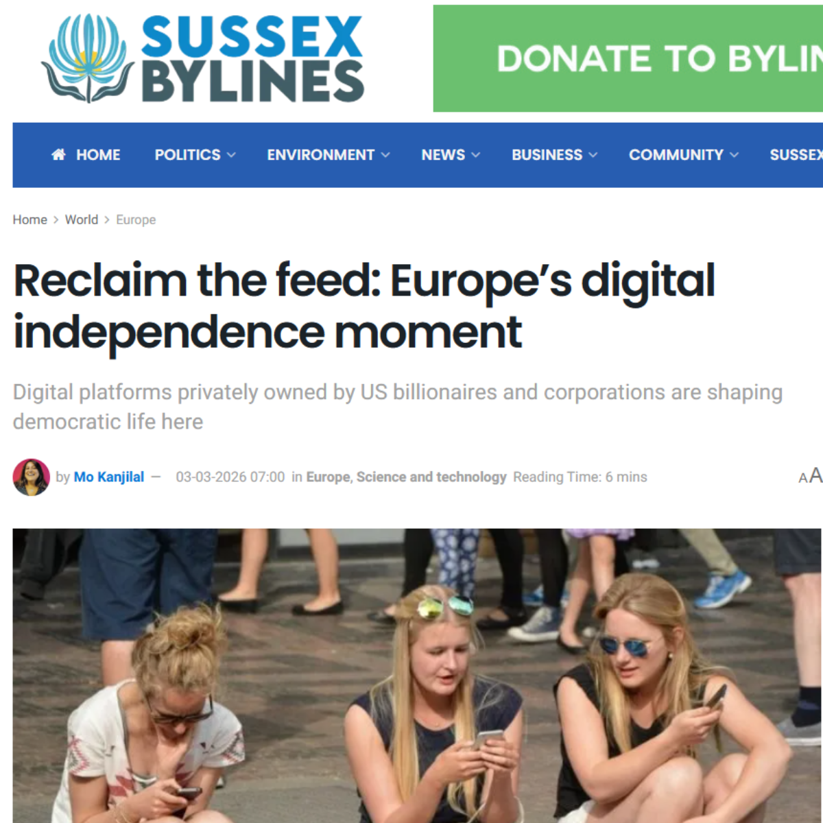 Reclaim the feed - Sussex Bylines article