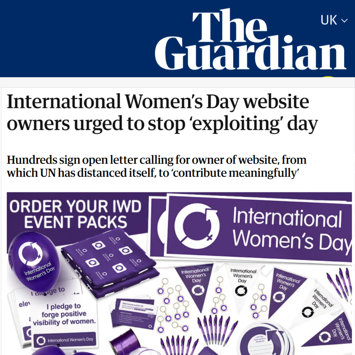 Screen shot of Guardian article